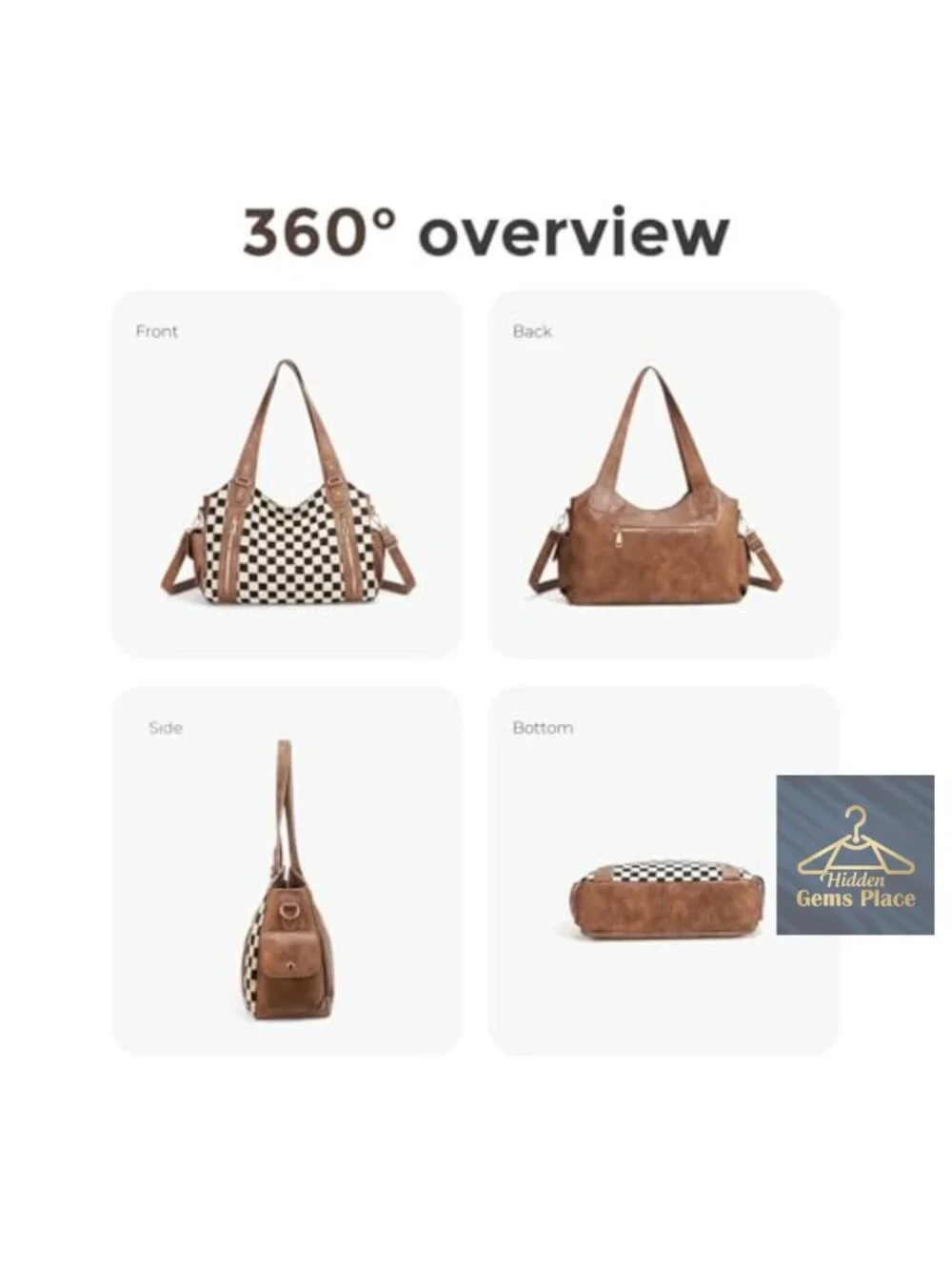 Vintage Canvas Faux Leather Slouchy Hobo Shoulder Bag Crossbody Tote with